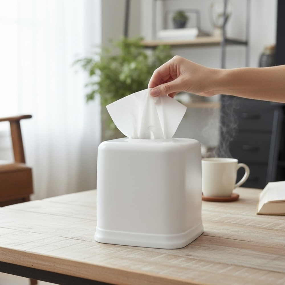 Source Unknown White Tissue Box Holder